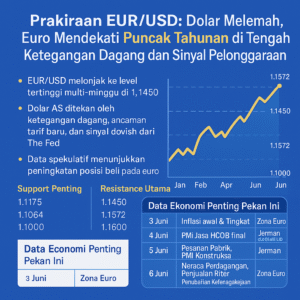 Prakiraan EUR/USD: Dolar Melemah, Euro Mendekati Puncak Tahunan di Tengah Ketegangan Dagang dan Sinyal Pelonggaran ECB