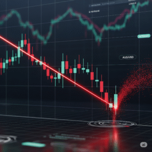 Peluang Jual AUDUSD Garis Tren Bearish Muncul di Grafik Intraday