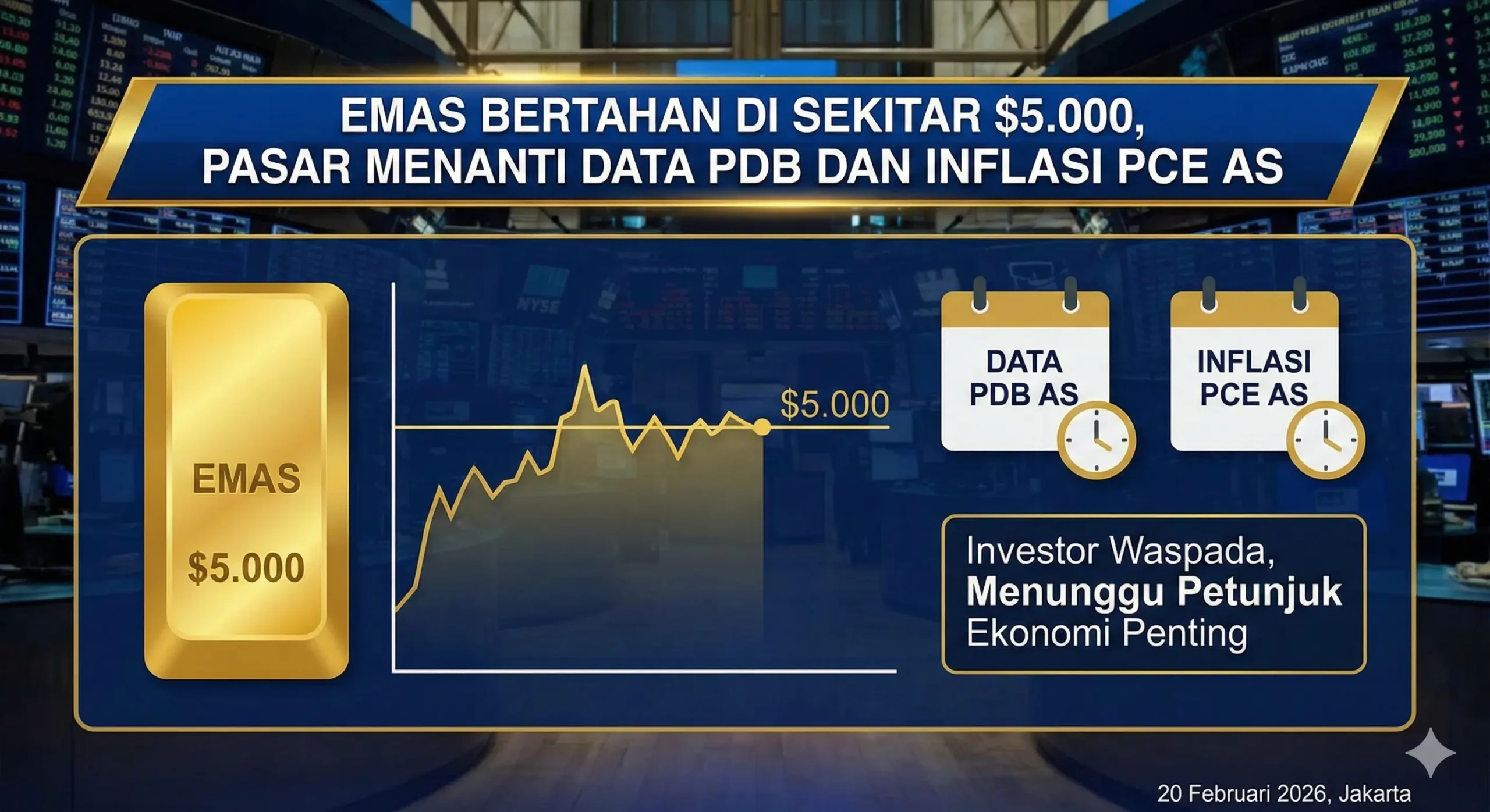 Emas Bertahan di Sekitar $5.000, Pasar Menanti Data PDB dan Inflasi PCE AS